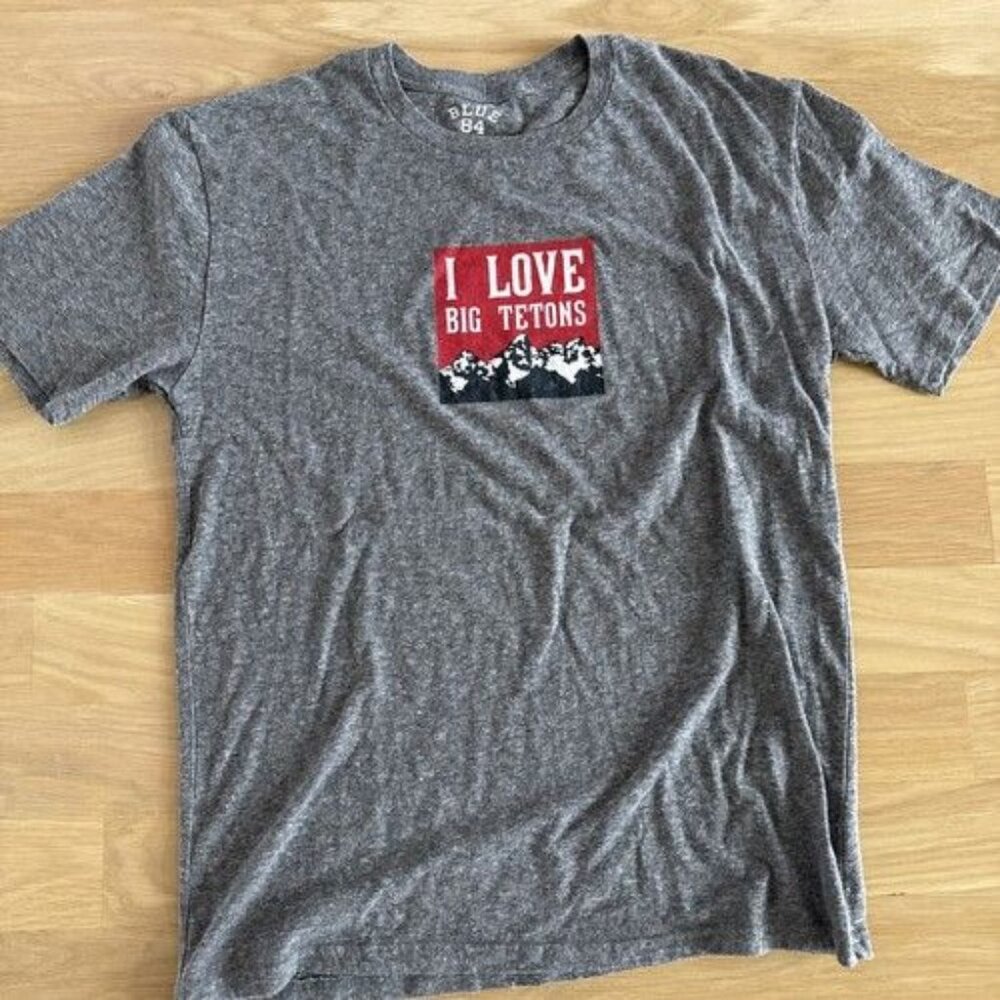 LOOK!! Grand Tetons Jackson Hole T Shirt Mens Large Blue 84 Soft Cotton Blend